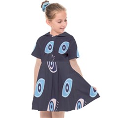 Eyes Evil Eye Blue Pattern Design Kids  Sailor Dress by artworkshop