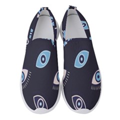 Eyes Evil Eye Blue Pattern Design Women s Slip On Sneakers by artworkshop