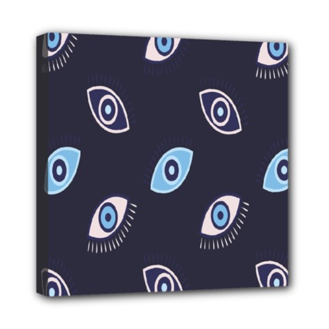 Eyes Evil Eye Blue Pattern Design Mini Canvas 8  X 8  (stretched) by artworkshop