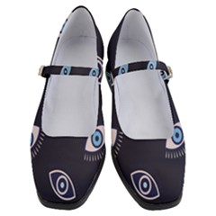 Eyes Evil Eye Blue Pattern Design Women s Mary Jane Shoes