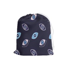 Eyes Evil Eye Blue Pattern Design Drawstring Pouch (large) by artworkshop