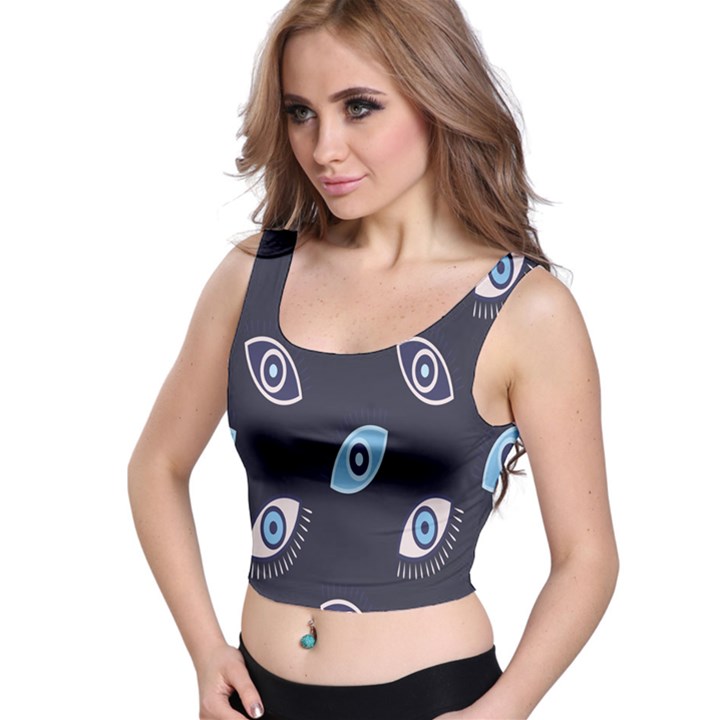 Eyes Evil Eye Blue Pattern Design Crop Top