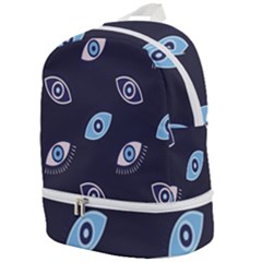 Eyes Evil Eye Blue Pattern Design Zip Bottom Backpack by artworkshop