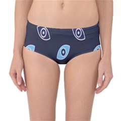 Eyes Evil Eye Blue Pattern Design Mid-waist Bikini Bottoms by artworkshop