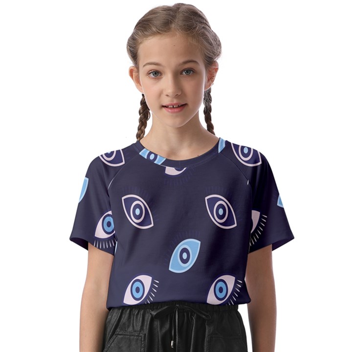 Eyes Evil Eye Blue Pattern Design Kids  Basic Tee