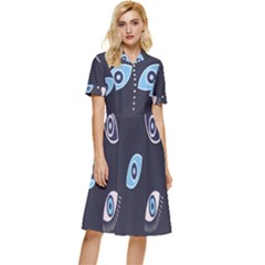 Eyes Evil Eye Blue Pattern Design Button Top Knee Length Dress by artworkshop