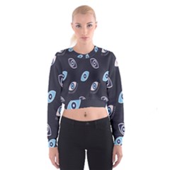 Eyes Evil Eye Blue Pattern Design Cropped Sweatshirt by artworkshop