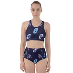 Eyes Evil Eye Blue Pattern Design Racer Back Bikini Set by artworkshop