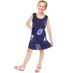 Eyes Evil Eye Blue Pattern Design Kids  Tunic Dress by artworkshop