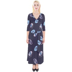 Eyes Evil Eye Blue Pattern Design Quarter Sleeve Wrap Maxi Dress by artworkshop