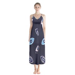 Eyes Evil Eye Blue Pattern Design Button Up Chiffon Maxi Dress by artworkshop