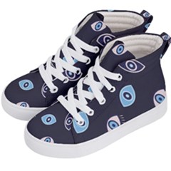 Eyes Evil Eye Blue Pattern Design Kids  Hi-top Skate Sneakers by artworkshop