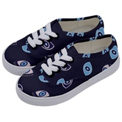 Eyes Evil Eye Blue Pattern Design Kids  Classic Low Top Sneakers by artworkshop