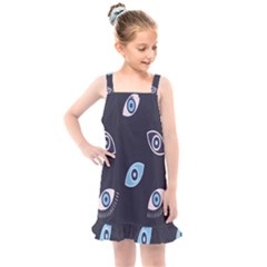 Eyes Evil Eye Blue Pattern Design Kids  Overall Dress by artworkshop