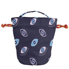 Eyes Evil Eye Blue Pattern Design Drawstring Bucket Bag by artworkshop