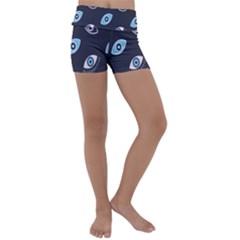 Eyes Evil Eye Blue Pattern Design Kids  Lightweight Velour Yoga Shorts by artworkshop