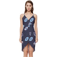 Eyes Evil Eye Blue Pattern Design Wrap Frill Dress by artworkshop