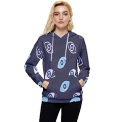 Eyes Evil Eye Blue Pattern Design Women s Lightweight Drawstring Hoodie by artworkshop