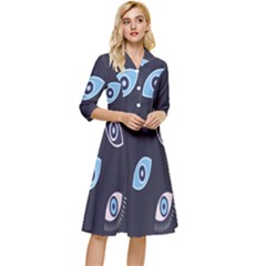 Eyes Evil Eye Blue Pattern Design Classy Knee Length Dress by artworkshop