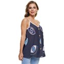 Eyes Evil Eye Blue Pattern Design Casual Spaghetti Strap Chiffon Top View3