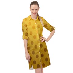 Gold-polkadots Long Sleeve Mini Shirt Dress