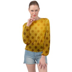 Gold-polkadots Banded Bottom Chiffon Top by nate14shop