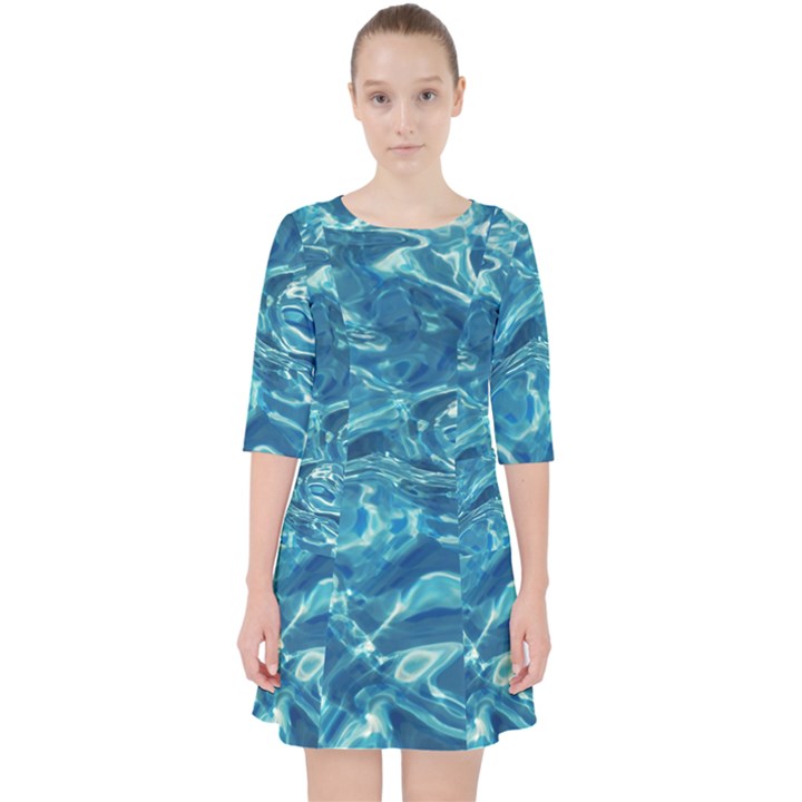  Surface Abstract  Quarter Sleeve Pocket Dress