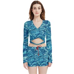  Surface Abstract  Velvet Wrap Crop Top And Shorts Set by artworkshop