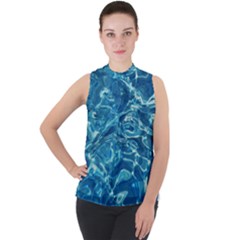  Surface Abstract  Mock Neck Chiffon Sleeveless Top by artworkshop