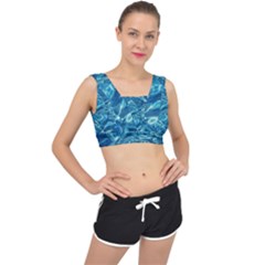  Surface Abstract  V-back Sports Bra by artworkshop