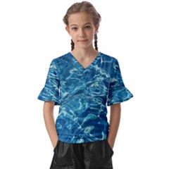  Surface Abstract  Kids  V-neck Horn Sleeve Blouse by artworkshop