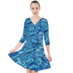 Surface Abstract  Quarter Sleeve Front Wrap Dress by artworkshop