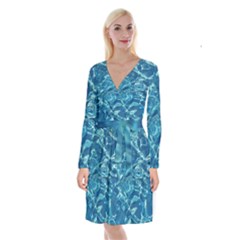 Surface Abstract  Long Sleeve Velvet Front Wrap Dress by artworkshop