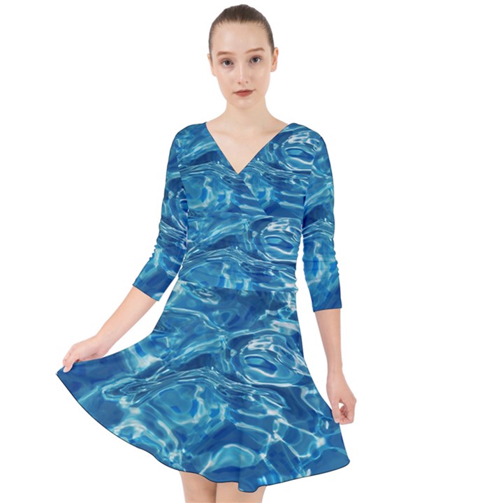 Surface Abstract  Quarter Sleeve Front Wrap Dress