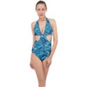 Surface Abstract  Halter Front Plunge Swimsuit View1