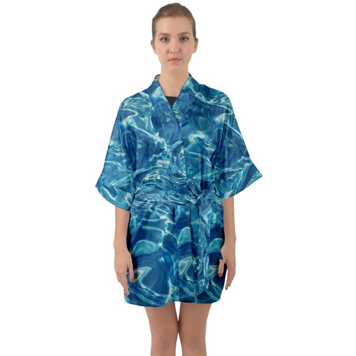 Surface Abstract  Half Sleeve Satin Kimono 