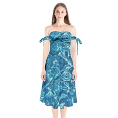 Surface Abstract  Shoulder Tie Bardot Midi Dress by artworkshop