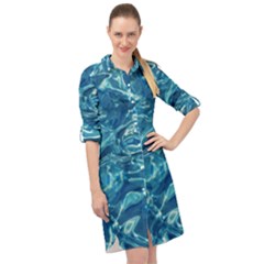 Surface Abstract  Long Sleeve Mini Shirt Dress by artworkshop