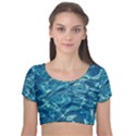 Surface Abstract  Velvet Short Sleeve Crop Top  View1