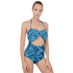 Surface Abstract  Scallop Top Cut Out Swimsuit by artworkshop