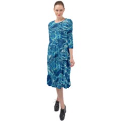 Surface Abstract  Ruffle End Midi Chiffon Dress by artworkshop