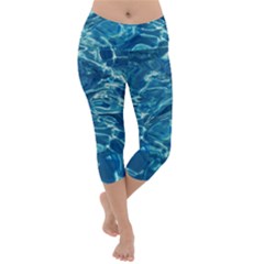 Surface Abstract  Lightweight Velour Capri Yoga Leggings by artworkshop