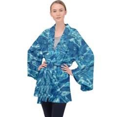 Surface Abstract  Long Sleeve Velvet Kimono  by artworkshop