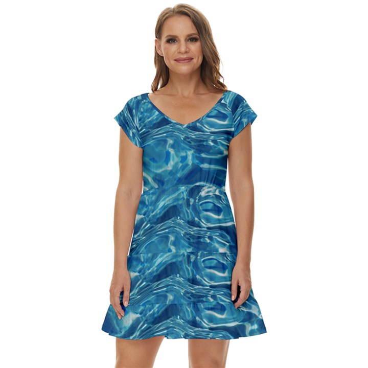 Surface Abstract  Short Sleeve Tiered Mini Dress