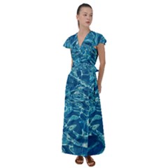 Surface Abstract  Flutter Sleeve Maxi Dress by artworkshop