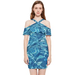 Surface Abstract  Shoulder Frill Bodycon Summer Dress by artworkshop