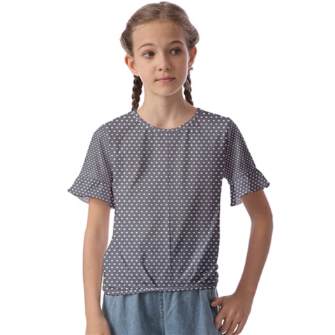 Gray-polkadots Kids  Cuff Sleeve Scrunch Bottom Tee by nate14shop