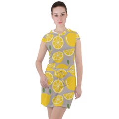 Lemon Pattern Drawstring Hooded Dress by artworkshop