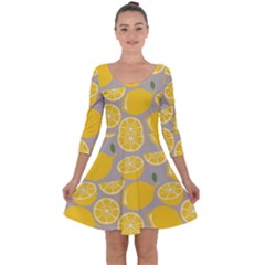 Lemon Pattern Quarter Sleeve Skater Dress by artworkshop