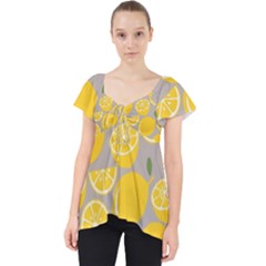 Lemon Pattern Lace Front Dolly Top by artworkshop